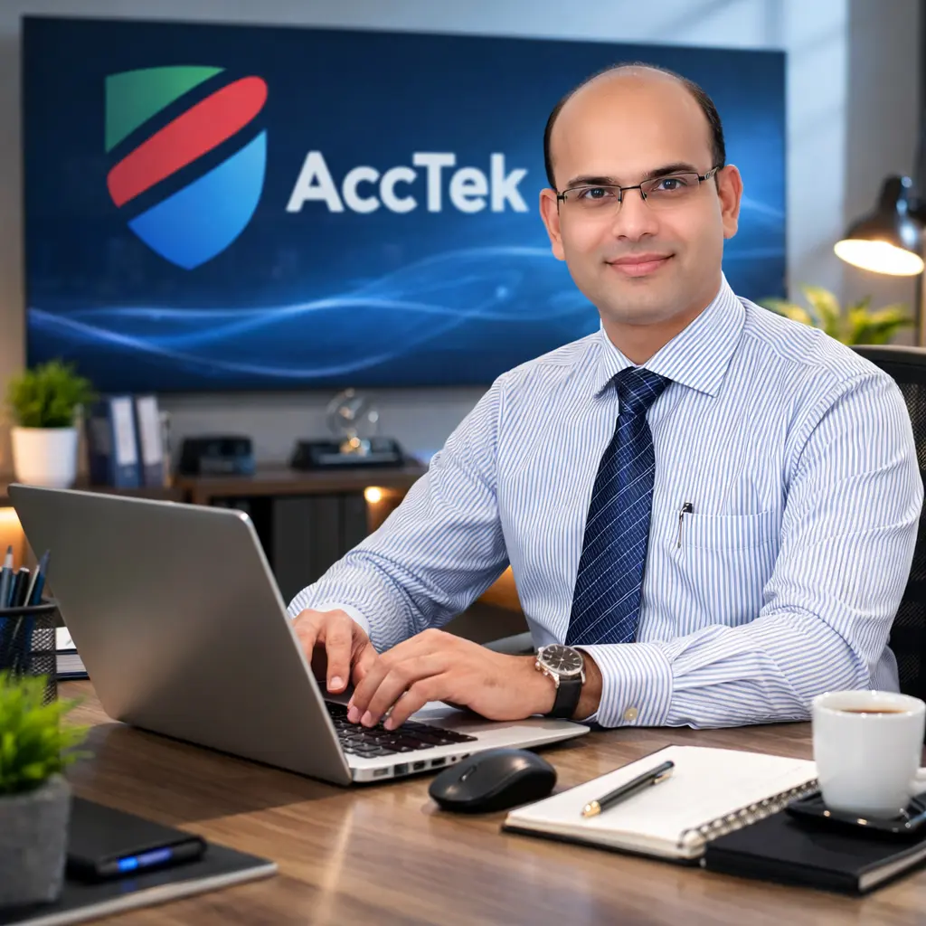 AccTek accountant portrait — professional UK accounting services